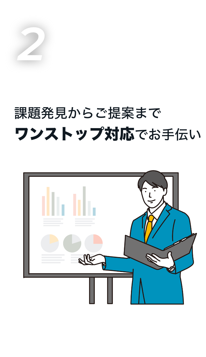 課題発見からご提案までワンストップ対応でお手伝い